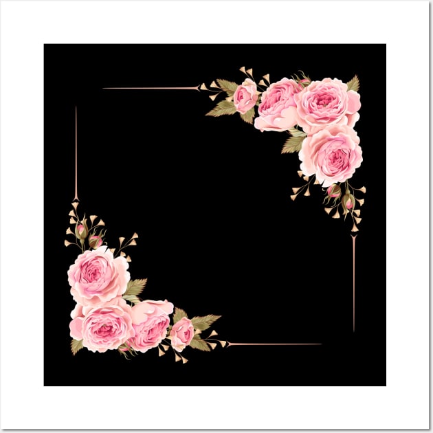 Wedding Invitation Flower Rose Pink Border Digital Wall Art by Buckhang9054